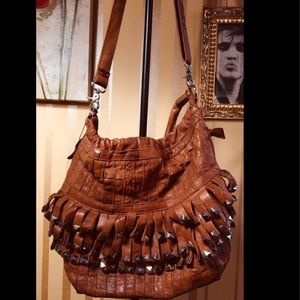 Studded Leather Satchel Purse